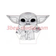 Download Baby Yoda Front View 3d Illusion Lamp Plan Vector File For Laser And Cnc 3bee Studio
