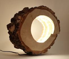 Ein Von Mir Selbst Hergestellte Lampe Aus Einem Hohlen Baumstamm