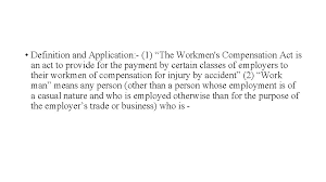 It is a government scheme which was purposely designed to compensate an employee for incapacity flowing from an accidental personal injury sustained within the scope of his employment. Define Workmen S Compensation