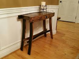 Bourbon Barrel Entry Table Made With Barn Wood And Bourbon Barrel Staves From Kentucky Barrel Table Barrel Decor Whiskey Barrel Decor