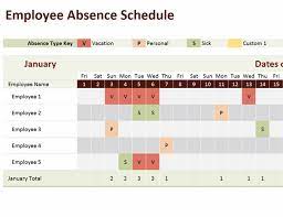 Different organizations prepare this employee annual leave record sheets differently according to their own standards. Employee Absence Schedule
