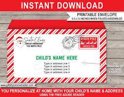 Follow the same process as for the letter and print out our envelope template. Envelope From Santa Template Christmas Santas Workshop North Pole Printable Instant Download With Editable Name Address By Simonemadeit Catch My Party