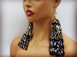 Black Kente Tassel Earrings