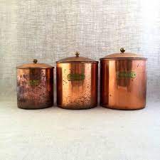 Vintage Copper Canisters With Lids Coffee Sugar Flour Copper Canister Set Lidded Jars Vintage Copper Copper Canisters Jar Lids