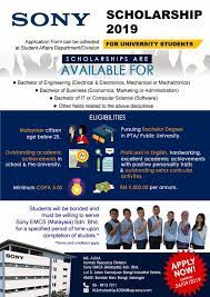 Berita baik pelajar pengajian tinggi yang memerlukan bantuan pembiayaan atau biasiswa. Sony Scholarship Notification 2019 Faculty Of Engineering