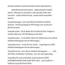 Contoh teks pengerusi majlis penutup pertandingan bola dokterandalan. Teks Ucapan Mc Majlis Penutup
