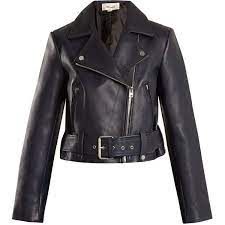 Diane Von Furstenberg Cropped Leather Biker Jacket 735 Liked On Polyvore Featuring Outer Navy Leather Jacket Cropped Biker Jacket Navy Blue Leather Jacket