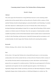 Pdf Consuming Animal Creatures The Christian Ethics Of Eating Animals