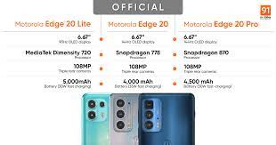 Back to the previous report, we have introduced motorola edge. Motorola Edge 20 Edge 20 Pro And Edge 20 Lite Phones Launched Price Specifications 91mobiles Com