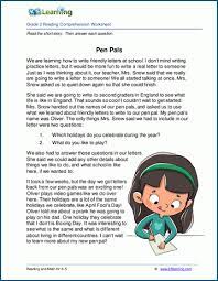 pen pals grade 2 children s story k5 learning kids reading reading comprehension activities reading comprehension worksheets