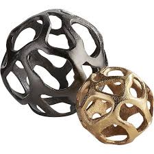 Floralgoods hand blown blue glass decorative ball. Cast Aluminum Meteor Spheres Table Decor