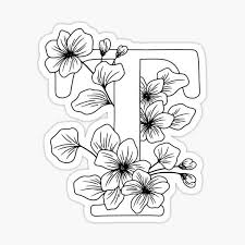 T Monogram Floral Botanical Sticker By Leoshe In 2021 Floral Letters Flower Coloring Pages Border Embroidery Designs