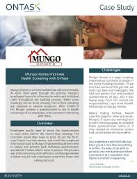 Custom homes will manage the design process to eliminate budget blowouts. Mungo Homes Improves Health Screening With Ontask