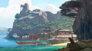 Port Town From Assassin S Creed Odyssey Art Illustration Artwork Gaming Videogames Gamer Fantasy Island Fantasy Landscape Assassins Creed Odyssey
