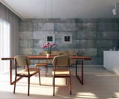 Or Concrete Wall Behind Dining Table Utilitarian Dining Room With Concrete Block Walls Concrete Block Walls Concrete Walls Interior Concrete Interiors