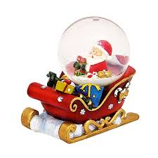 Boule à neige Père Noël traineau rouge résine 7 cm - La Magie des Automates
