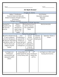 civil rights graphic organizer chart with answer key