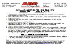 Arp Head Studs Torque Specs 4g63 Basement Wall Studs