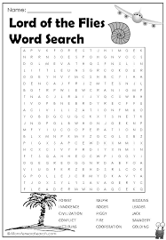 Nice Lord Of The Flies Word Search Lord Of The Flies Kids Word Search Word Find