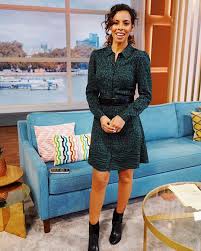 Rochelle humes shows off her flat stomach in a pink pvc skirt. Rochelle Humes Had To Be Sewn Back Into Her Leopard Print Dress After It Burst Open Live On This Morning