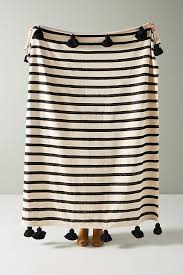 Black And White Striped Blanket Woven Nayland Throw Blanket Throw Blanket Striped Bedding Blanket Black