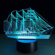 Creative Sailing Boat Usb 3d Led Lights Colorful Touch Night Light Christmas Gift 3d Led Light 3d Illusion Lamp 3d Led Night Light