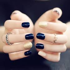 Unas Azules Con Dorado Unas Azul Marino Unas Azul Con Dorado Unas Azules