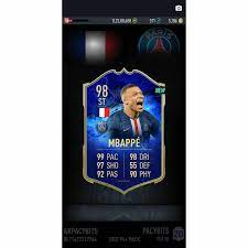 All tots rest of world tots ultimate ligue 1 latin america tots eredivisie serie a super lig la liga liga nos bundesliga saudi professional league tots premier league tots efl community all tots 98 Mbappe Out Of 94 Tots Pack Pacybits