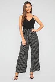 Black And White Striped Overalls See The Sights Stripe Jumpsuit Black White Black Jumpsuit Striped Jumpsuit Jumpsuit
