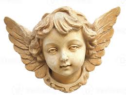 Artistic stone angel head with intricate detailing 54583102 PNG