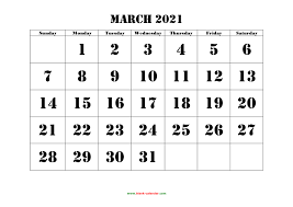 Blank, editable and easy to print. March 2021 Printable Calendar Free Download Monthly Calendar Templates