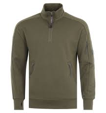 Cp company quarter zip sweatshirt. Cp Company Lens Quarter Zip Sweatshirt Ivy Green