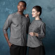 Feel free to ask for translations; China Cu1121z5900t4 3quarter Sleeve Stand Collar Gray Waiter And Waitress Shirts Factory And Suppliers Duomilai