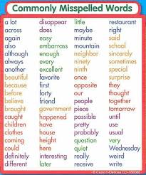 Common Misspelled Words 3rd Grade Spelling Words Commonly Misspelled Words Misspelled Words