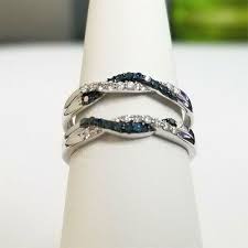 10k White Gold Round Blue Diamond Twist Enhancer Wrap Ring Guard Anniversary By Rg D Beautiful Diamond Engagement Ring Ring Guard Fashion Rings