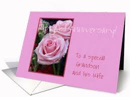 Son and daughter in law wedding anniversary greetings card. 1st Anniversary Grandson His Wife Card Wedding Anniversary Cards Wedding Anniversary Wishes 1st Wedding Anniversary Wishes