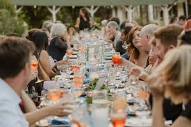 Guests at table with plate, party element linear pictogram. Everything About Having A Wedding Rehearsal A Practical Wedding