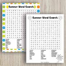 A free summer themed word search printable for children featuring 20 words that are related to summertime. Free Printable Summer Word Search The Artisan Life