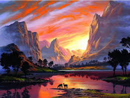 See more ideas about drawing sunset, sunset painting, night painting. Mountain Red Sunset Landscape Paint By Number Numeral Paint