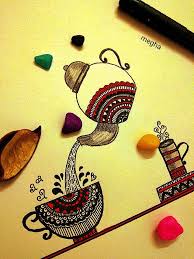 Want Some Tea Mandala Design Art Art Village Mandala Art