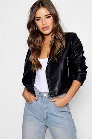 Boohoo Petite Felicity Pu Biker Jacket Online Shopping Clothes Leather Jacket Girl Fashion