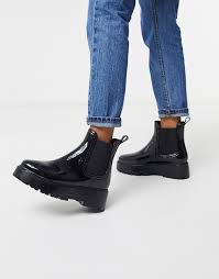 Asos truffle black micro suede zip chunky platform cleated chelsea boots 3/36. Asos Design Gadget Chunky Chelsea Rain Boots In Black Asos In 2020 Chelsea Rain Boots Womens Boots Ankle Suede Boots Knee High