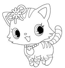 The second page is a picture of a cute kitten with a ball of yarn, perfect for kids who have cats as pets or who love the cuddly animals. Sango Jewelpet Happiness Coloring Sheet Cat Coloring Page Cool Coloring Pages Coloring Sheets