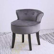 Retro Dark Grey Dressing Chair Vanity Stool Black Legs Bedroom Ottoman Furniture Ebay Dressing Chair Furniture Upholstery Ottoman Furniture