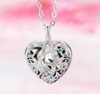 Custom Unicorn Rhinestone Heart Locket with Photo