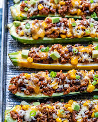 Stuffed zucchini boatscarrie's experimental kitchen. Low Carb Low Carb Burrito Zucchini Boats Recipe Healthy Fitness Meals
