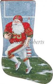 Needlepoint canvas needlepoint christmas stocking kits. Needlepointus Football Santa 18 Count Needlepoint Stocking Canvas Large Stockings Axs247 18
