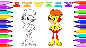 Kid flash coloring page print coloring page download pdf tags: Draw Coloring Kid Flash Teen Titans Go Learn Colored For Kids Learning C Youtube