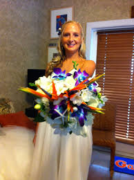 Bridal Bird Of Paradise Bouquet Tropical Bridal Bouquet With Orange Birds Of Paradise Surrounded With Blue Bomb Orchids W Tropical Bridal Bouquet Sunset Beach Weddings Tropical Beach Wedding