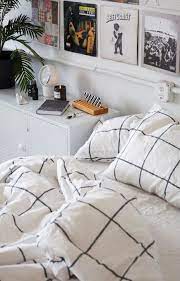B W Grid Bedding Contemporary Bedroom Design Aesthetic Bedroom Contemporary Bedroom